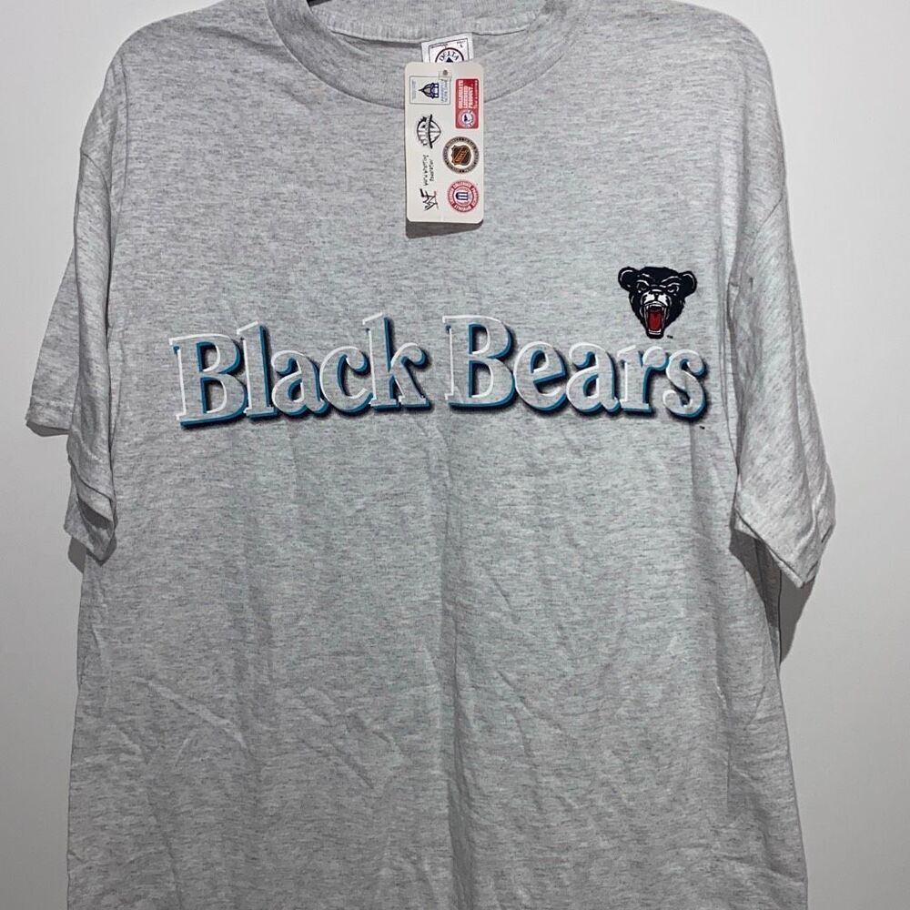 Delta Pro Weight Black Bears Graphic T-Shirt Heather Gray Mens Large NWT Vintage